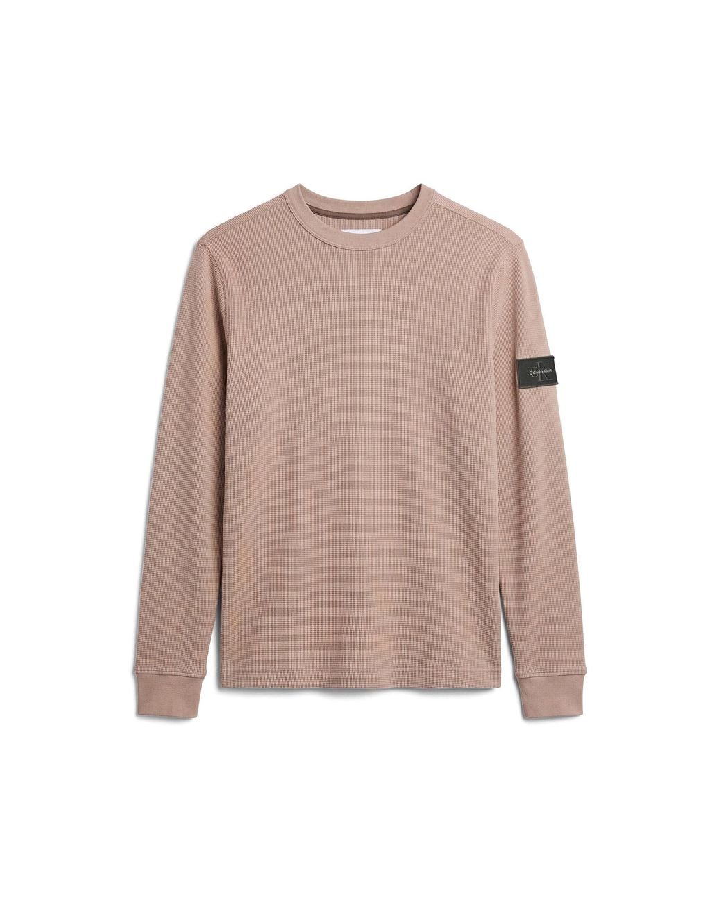 Calvin Klein Pink Waffle Badge Cotton Long-Sleeve T-Shirt for men