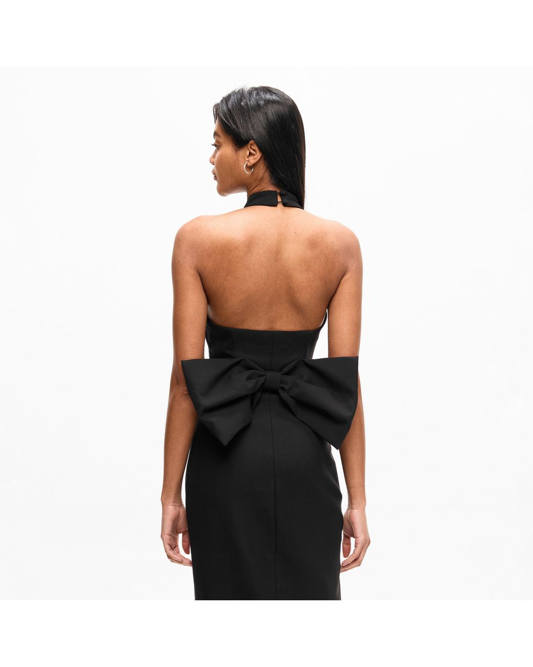 Anne Louise Boutique Black Bow Halter Neck Maxi Dress