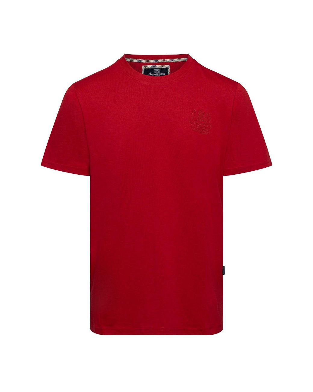 Aquascutum Red Cotton Crew-Neck Short-Sleeve T-Shirt for men