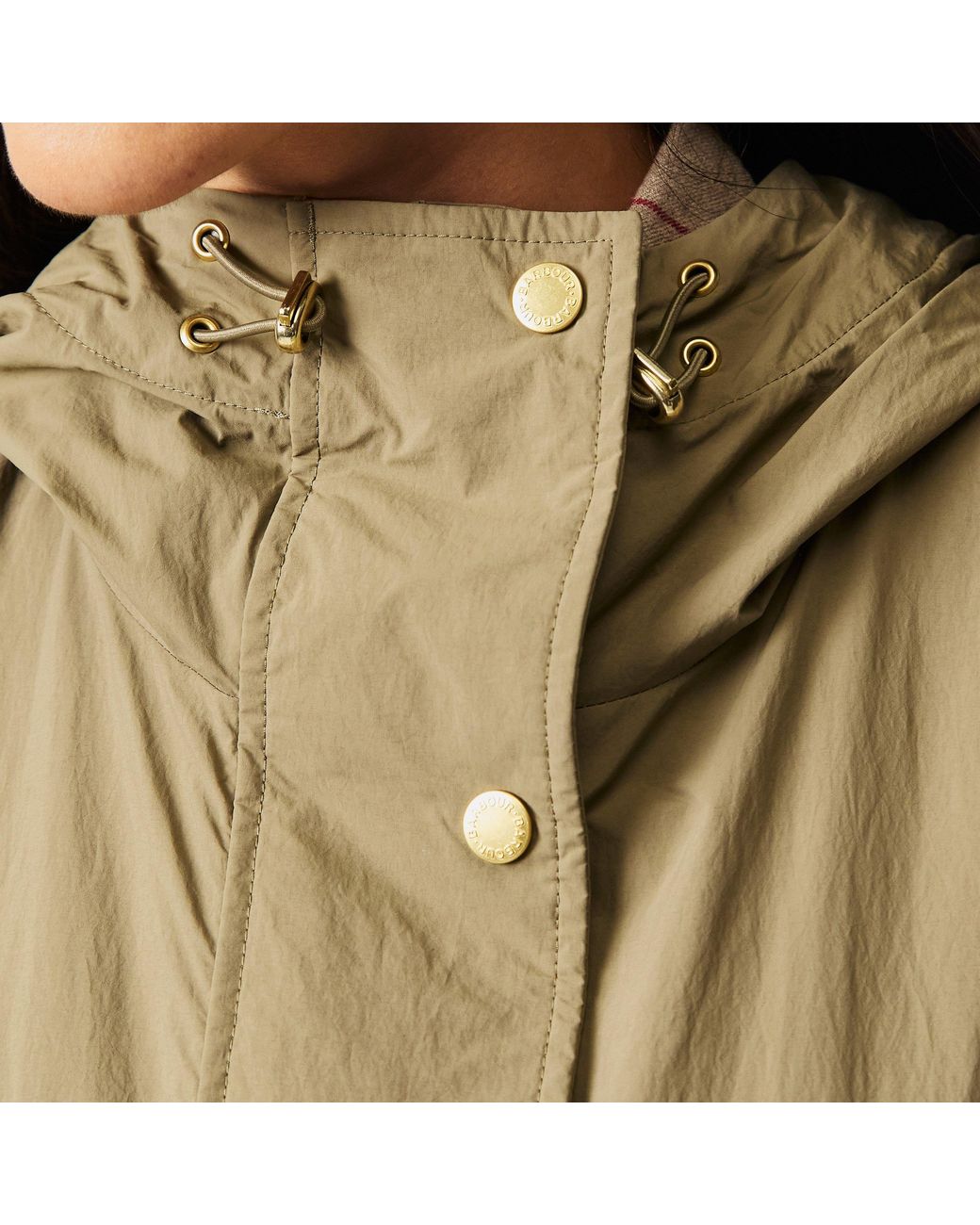 Barbour Natural Naboo Funnel Neck Long Sleeve Showerproof Rain Anorak
