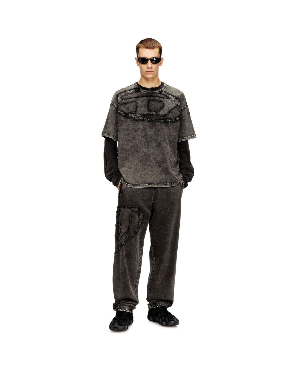 DIESEL Black Oversized T-Shirt for men