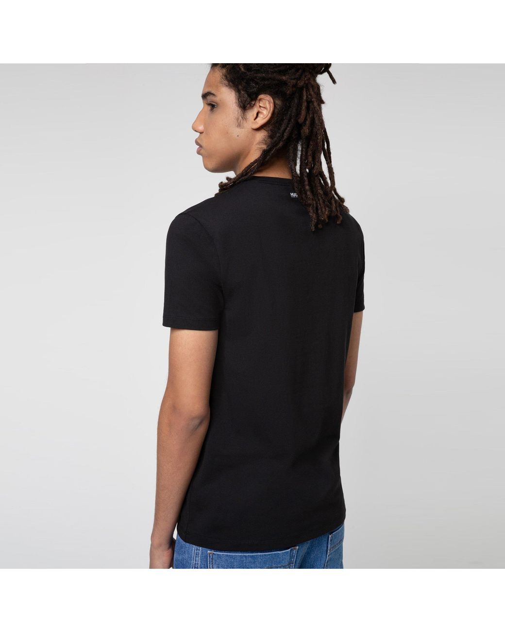 HUGO Black Short Sleeve V Neck T Shirt for men