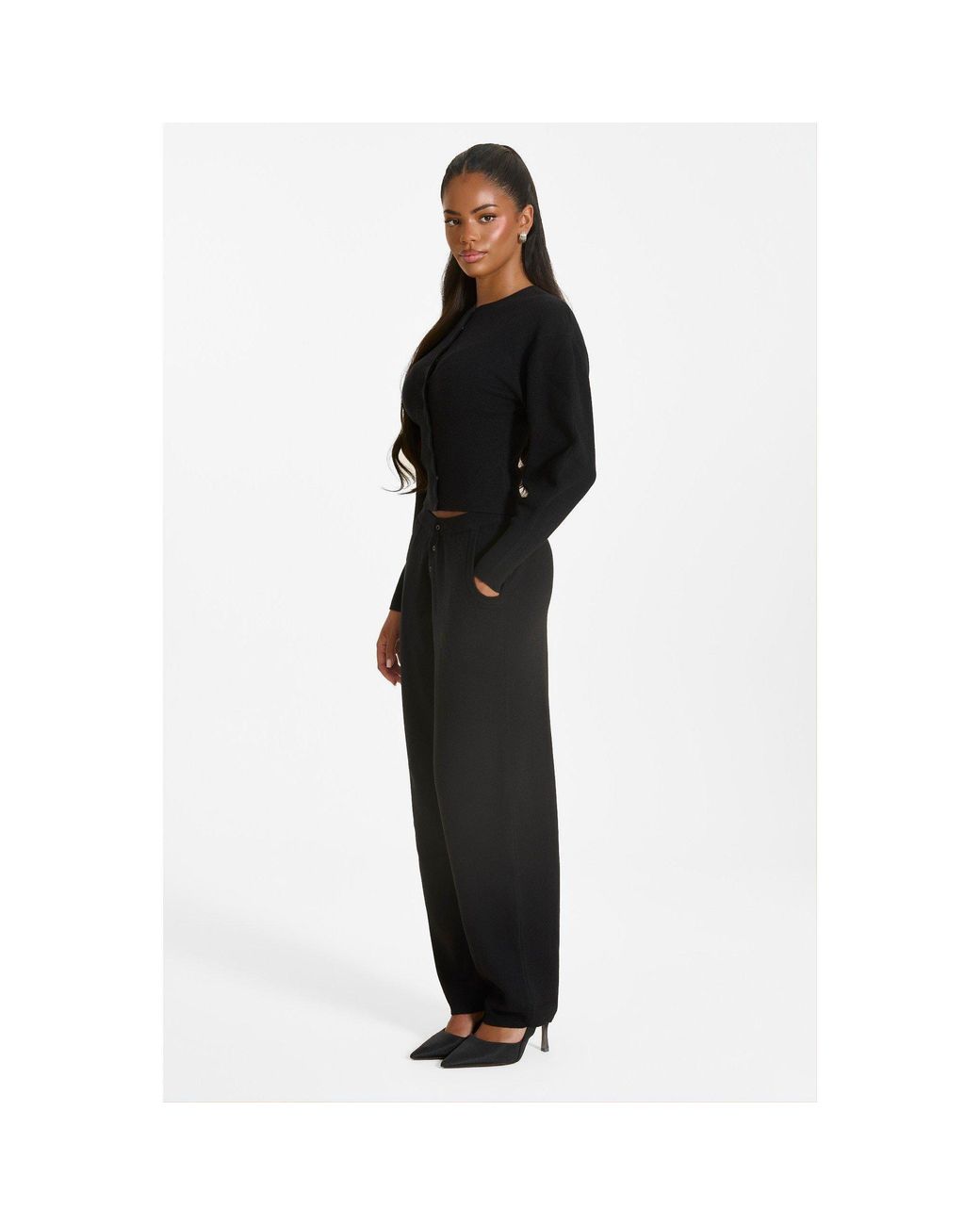 Mars the Label Black Button-Up Ribbed Knit Joggers