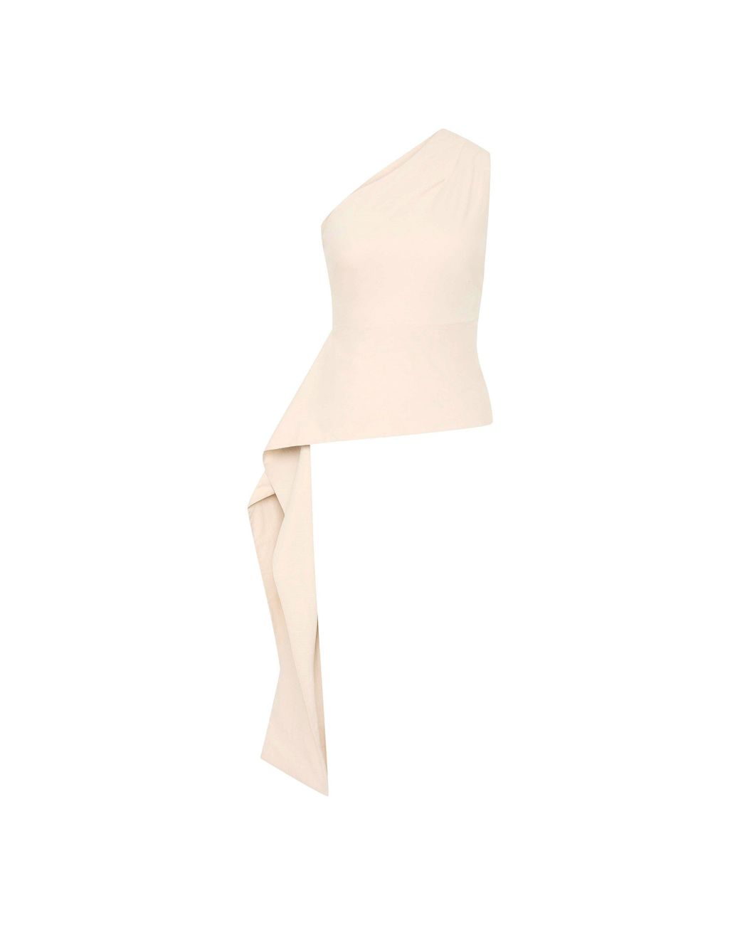 St. Agni White High Neck Draped Peplum Short Sleeve Crop Top