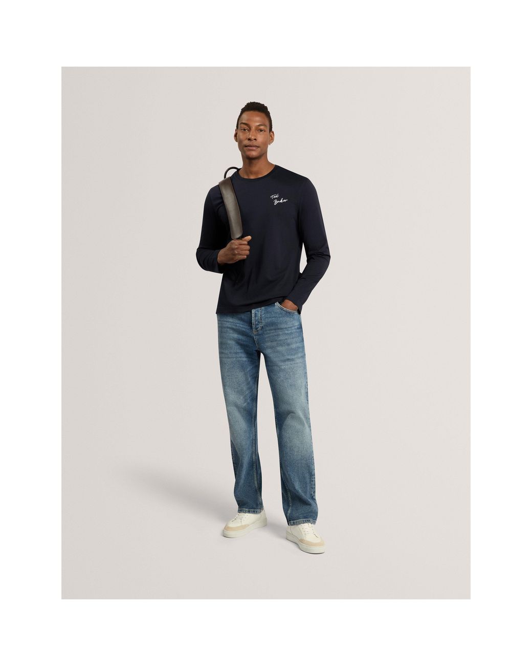Ted Baker Blue Ted Ls Branded Tee Sn71 for men