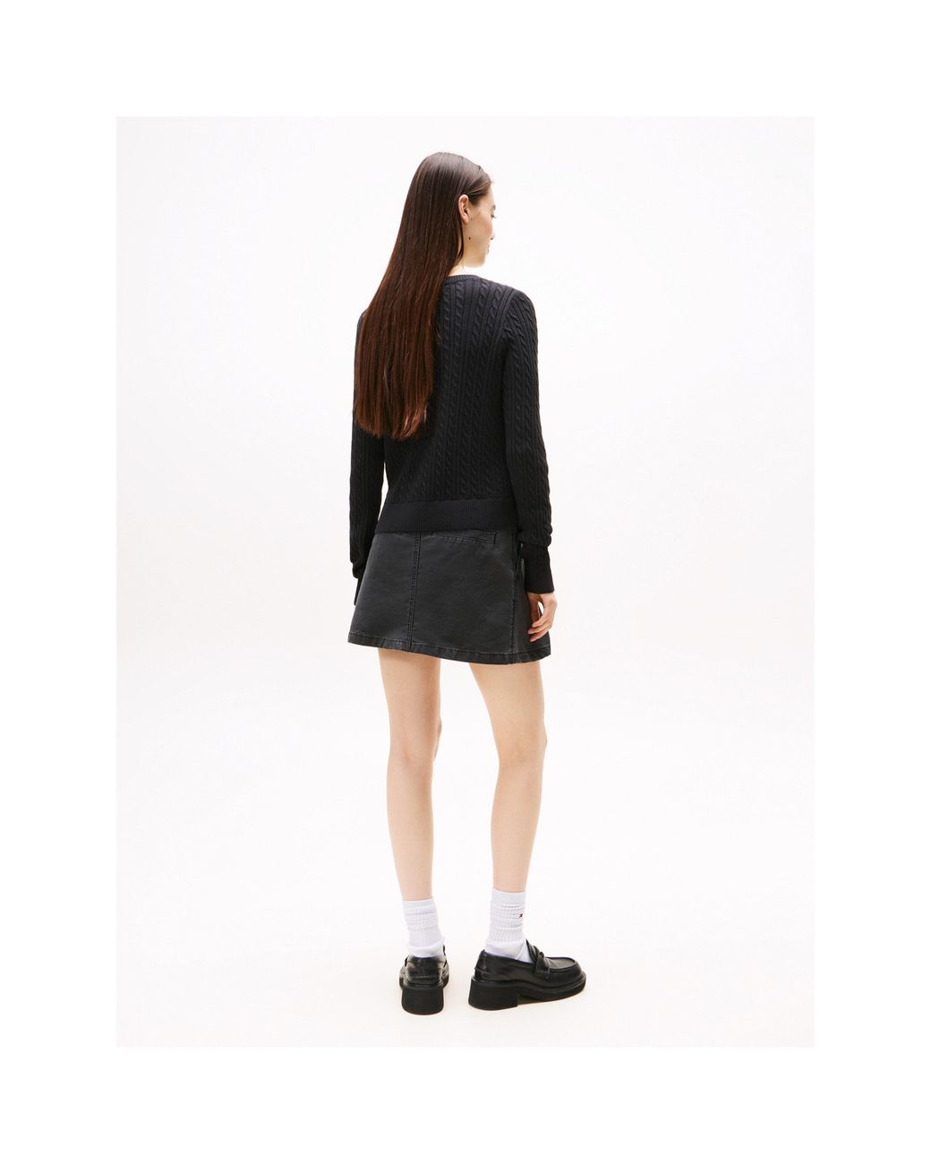 Tommy Hilfiger Black Cable Knit Crew Neck Jumper