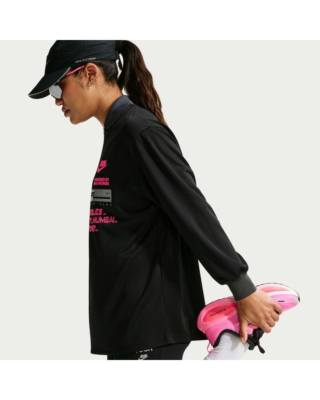 Nike Black Adt Ls Run Tee Ld64