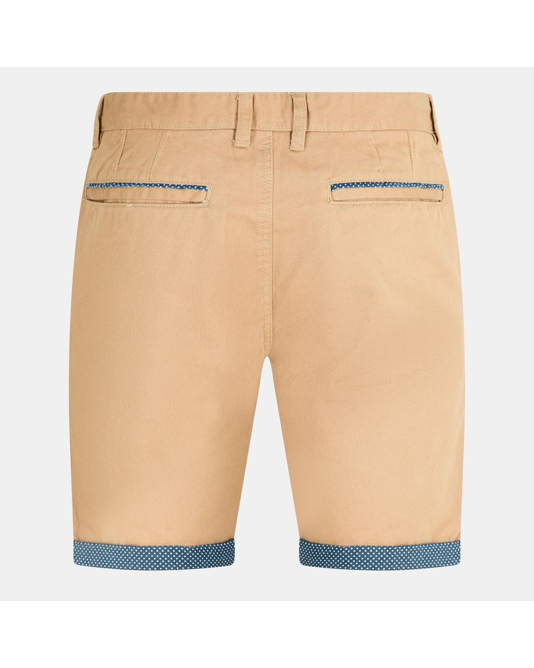Brave Soul Natural Cotton Twill Shorts With Turn Up Hem for men