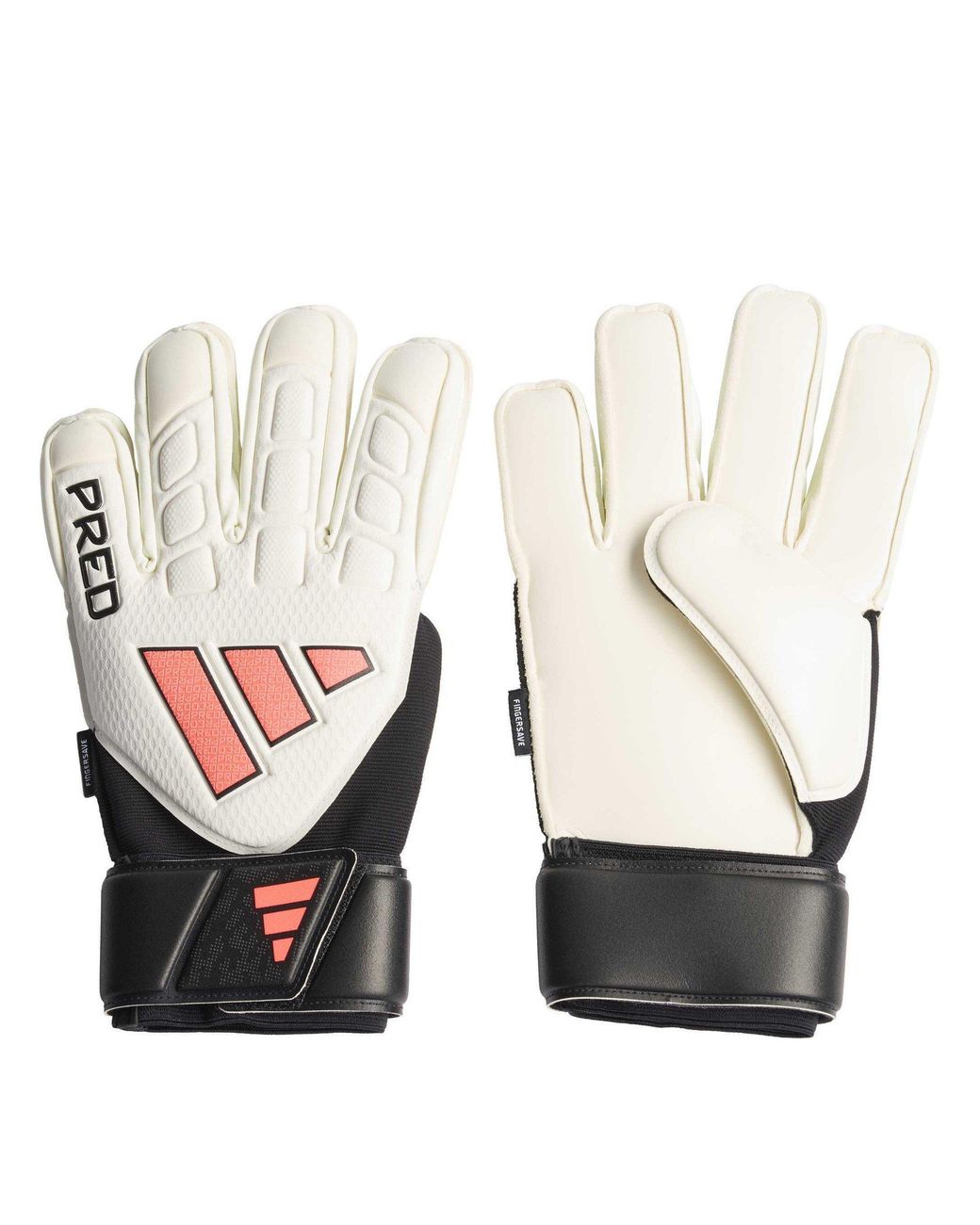 Adidas White Predator Match Fingersave Goalkeeper Gloves Adults