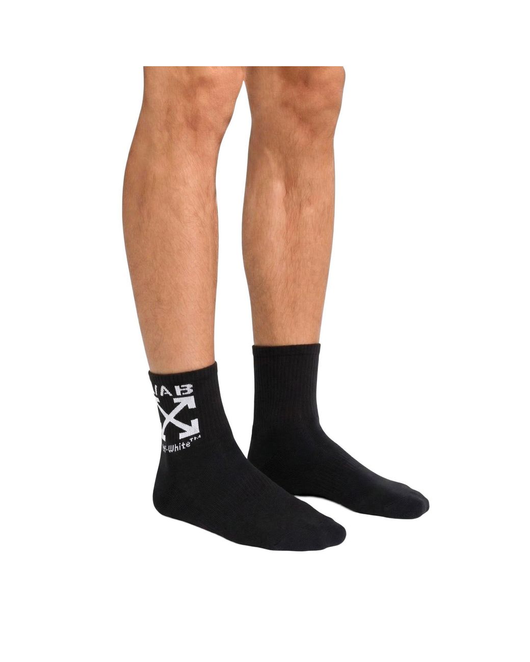 L/AB Off White Black Below-Calf Crew Socks 6 Pack for men