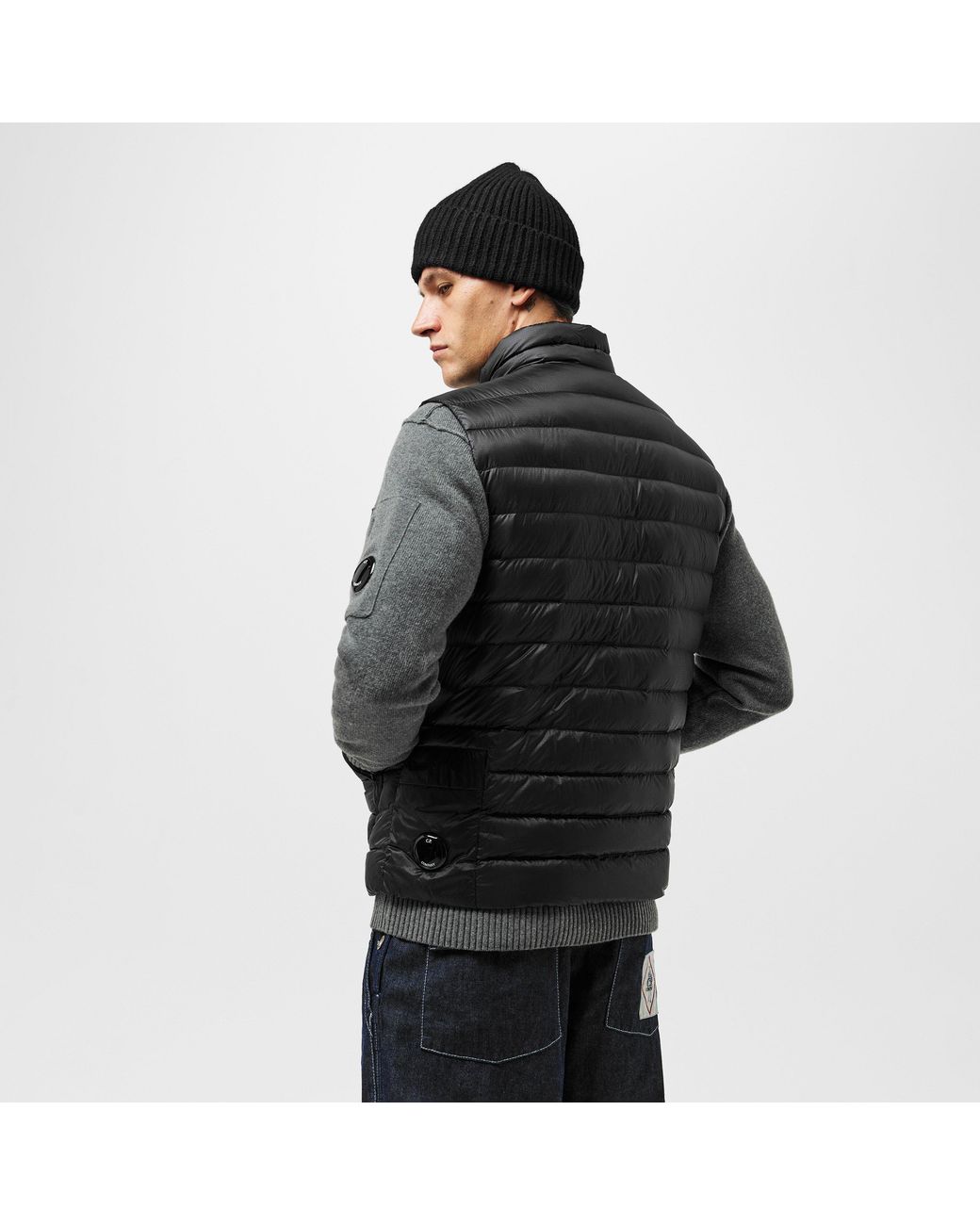 C P Company Black Weather-Resistant Sleeveless Gilet for men