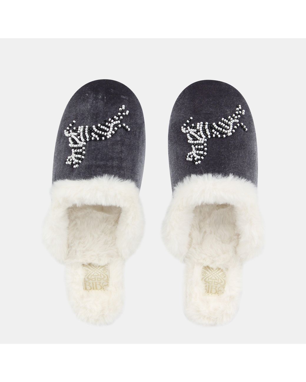 Biba Blue Embroidered Mule Slippers