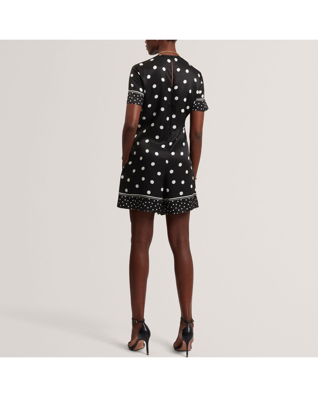 Ted Baker Black Polka Dot Printed Playsuit