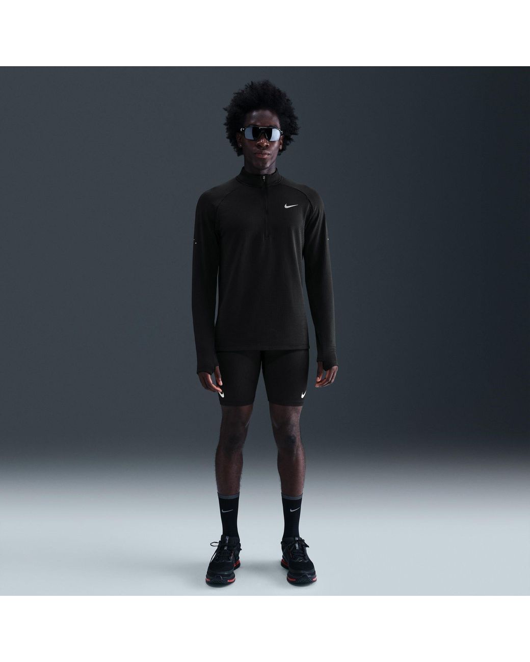 Nike Black Winter Run Half Zip Long Sleeve Running Top for men