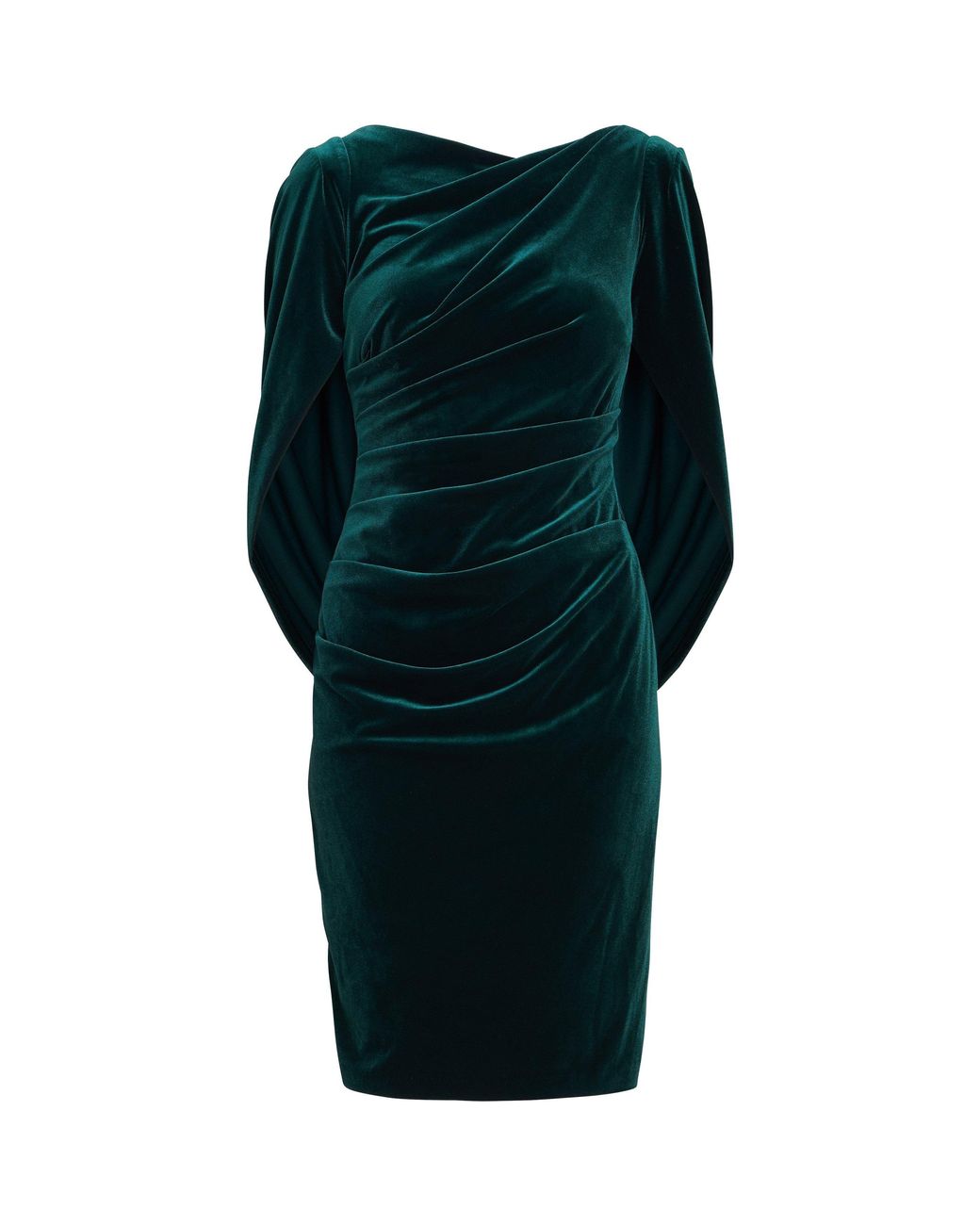 Gina Bacconi Green Rosalind Velvet Dress With Back Piece