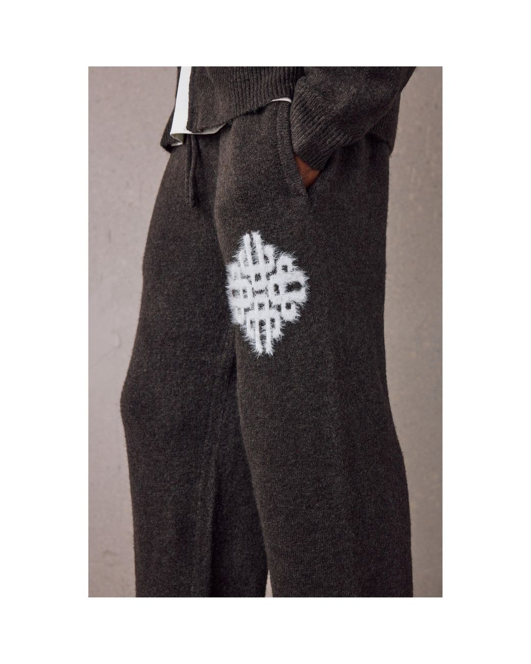 The Couture Club Black Fluffy Wool Chunky Knit Trousers