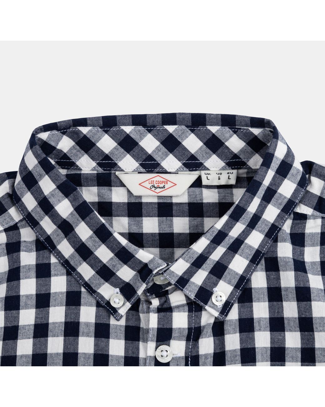 Lee Cooper Blue Gingham Check Short Sleeve Shirt for men