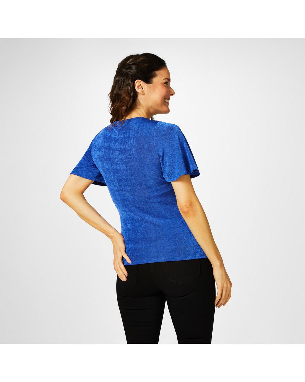 Biba Blue Keyhole Jersey Top