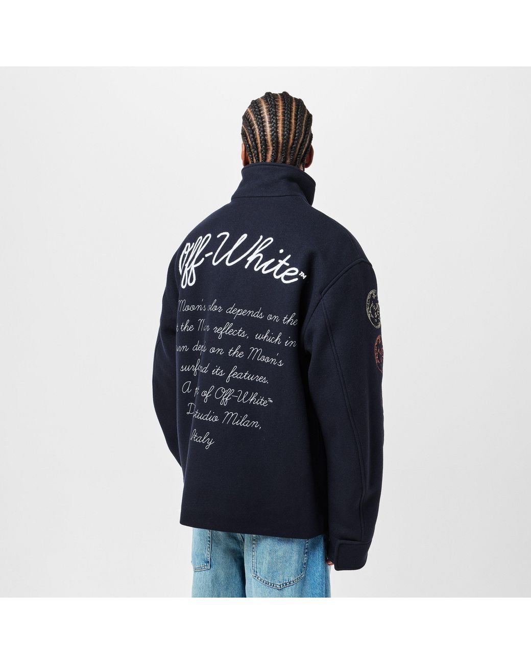 Off-White c/o Virgil Abloh Blue Quilted Short Puffer Jacket for men