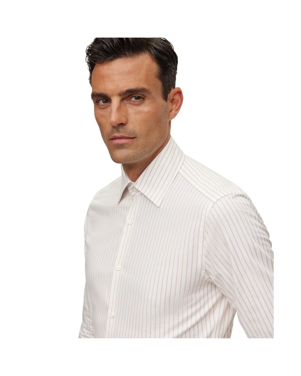 Boss White Long Sleeve Tailored Fit Shirt for men