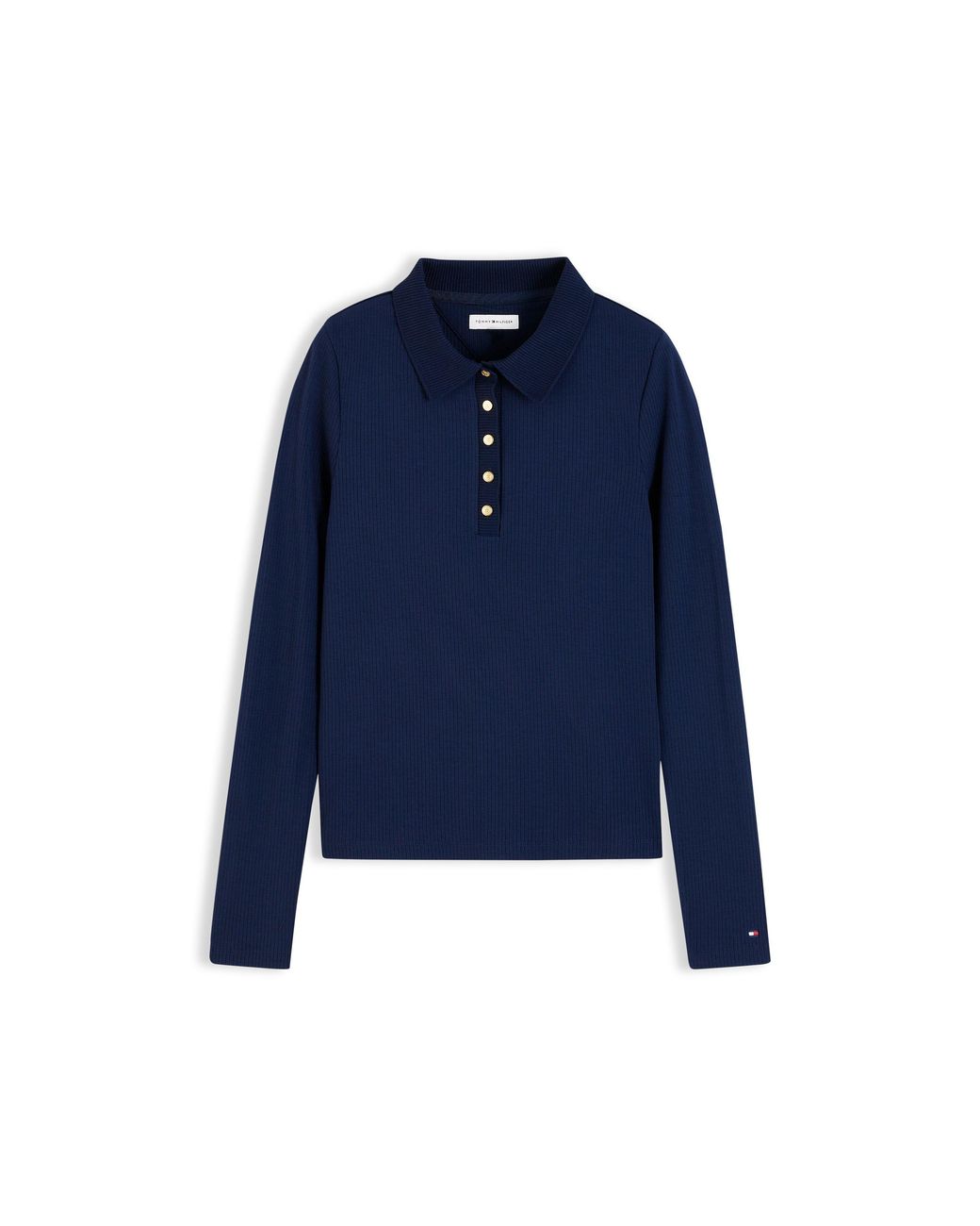 Tommy Hilfiger Blue Rib Long-Sleeve Polo Shirt