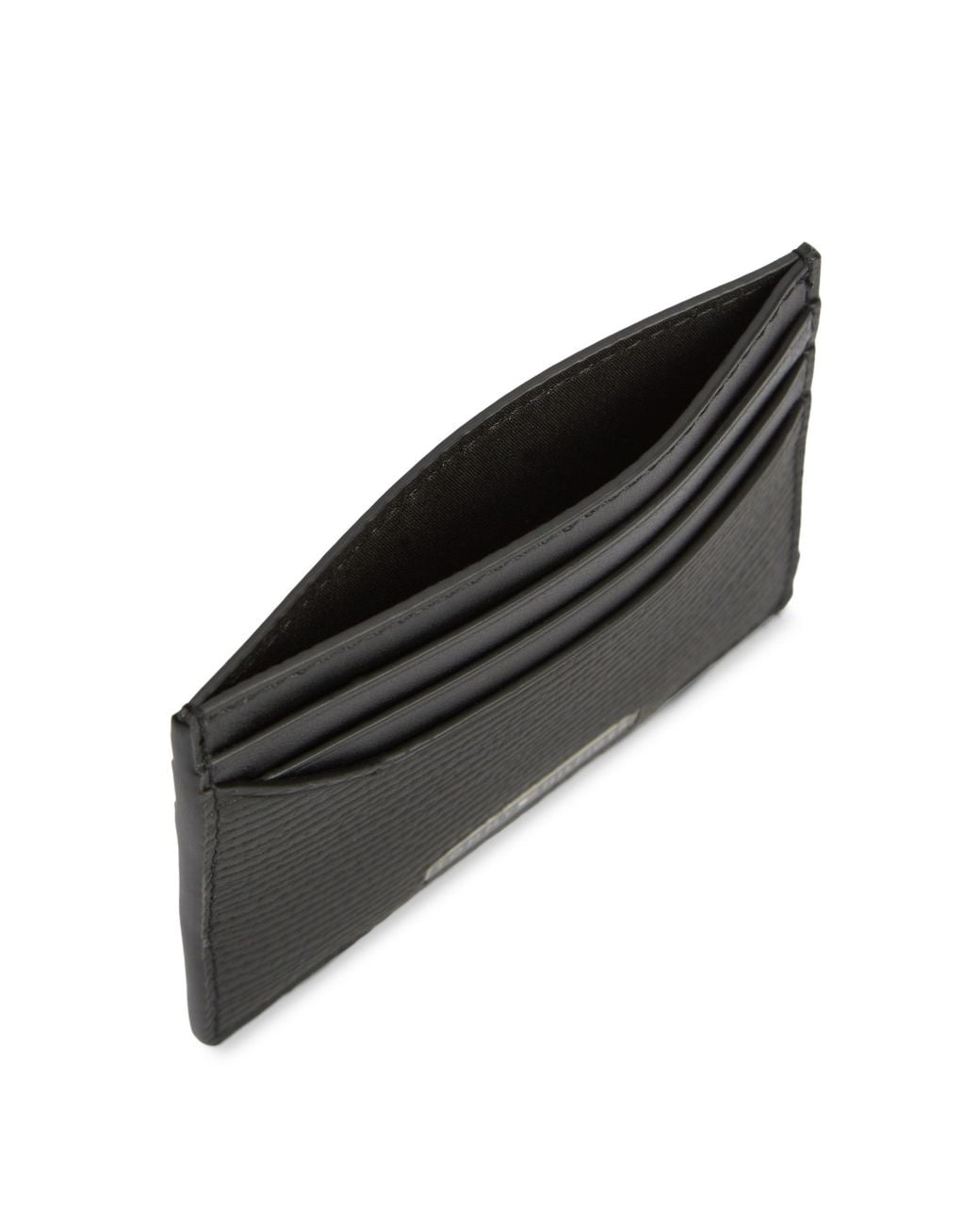 Tommy Hilfiger Black Business Saffiano Leather Card Holder for men