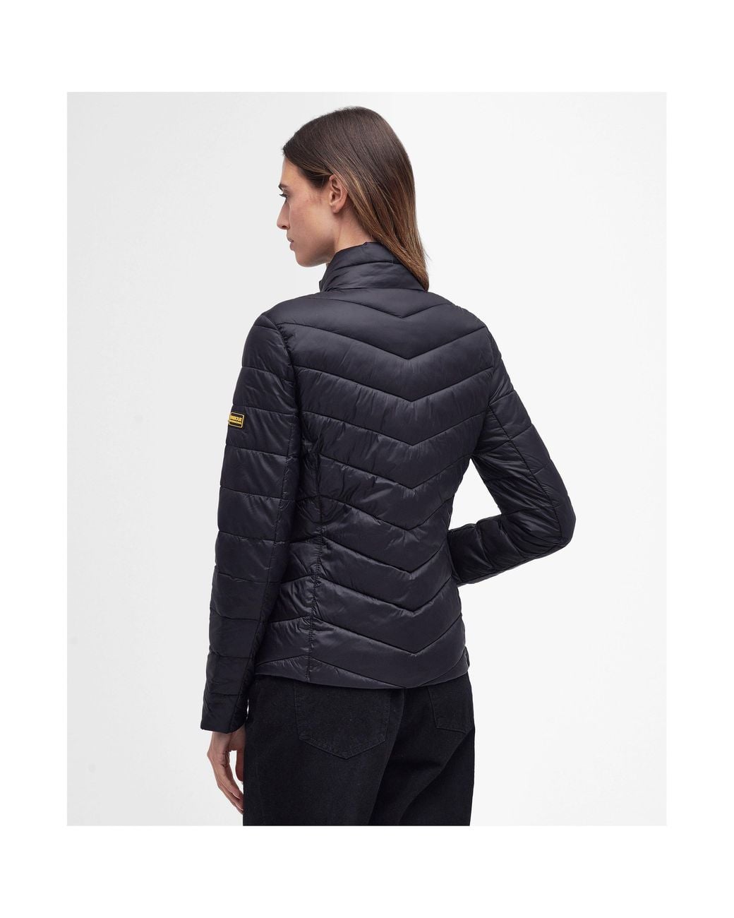 Barbour Blue Auburn Quilted Long Sleeve Funnel Neck Slim Fit Short Puffer Jacket