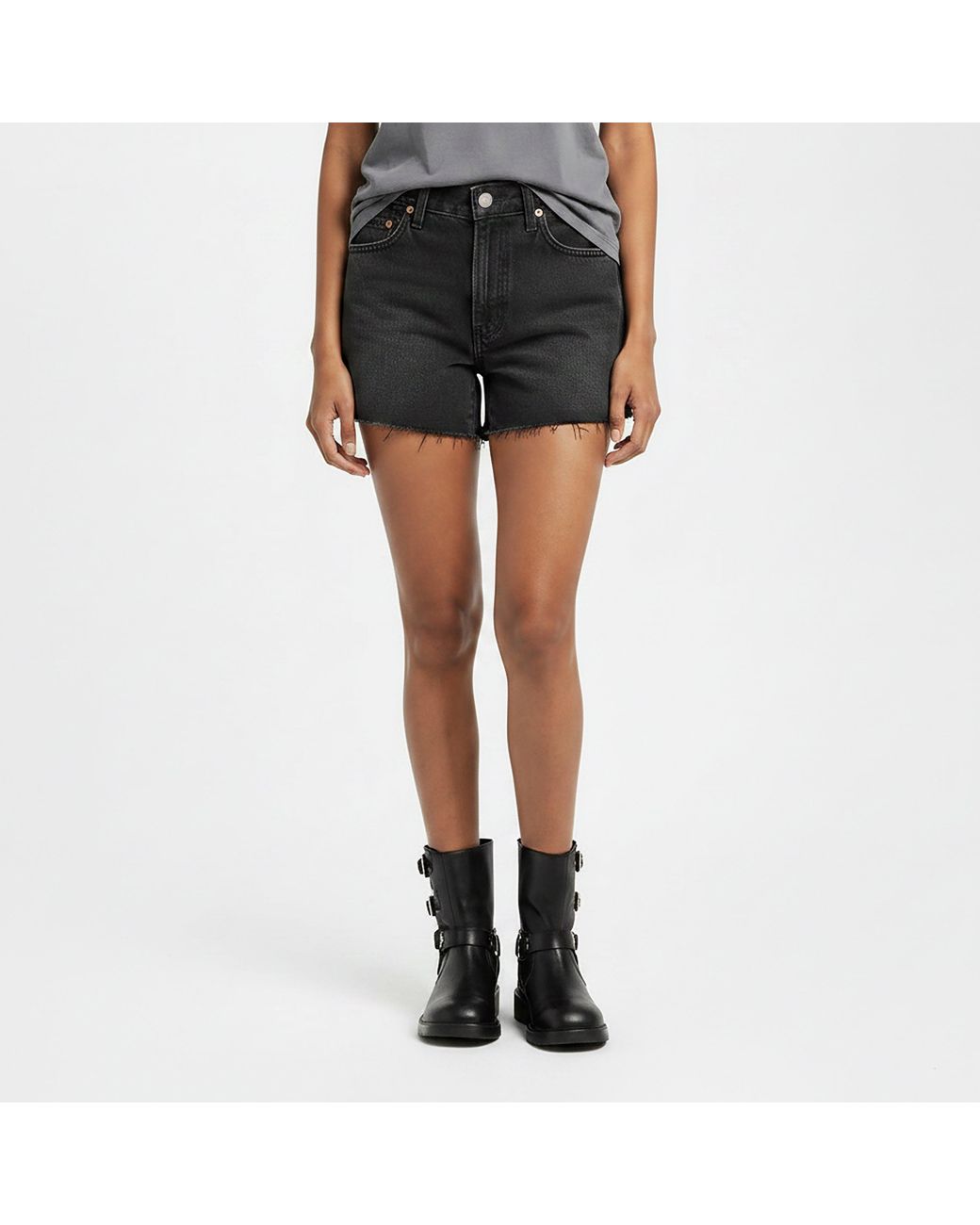 Levi's Black Ribcage Denim Shorts