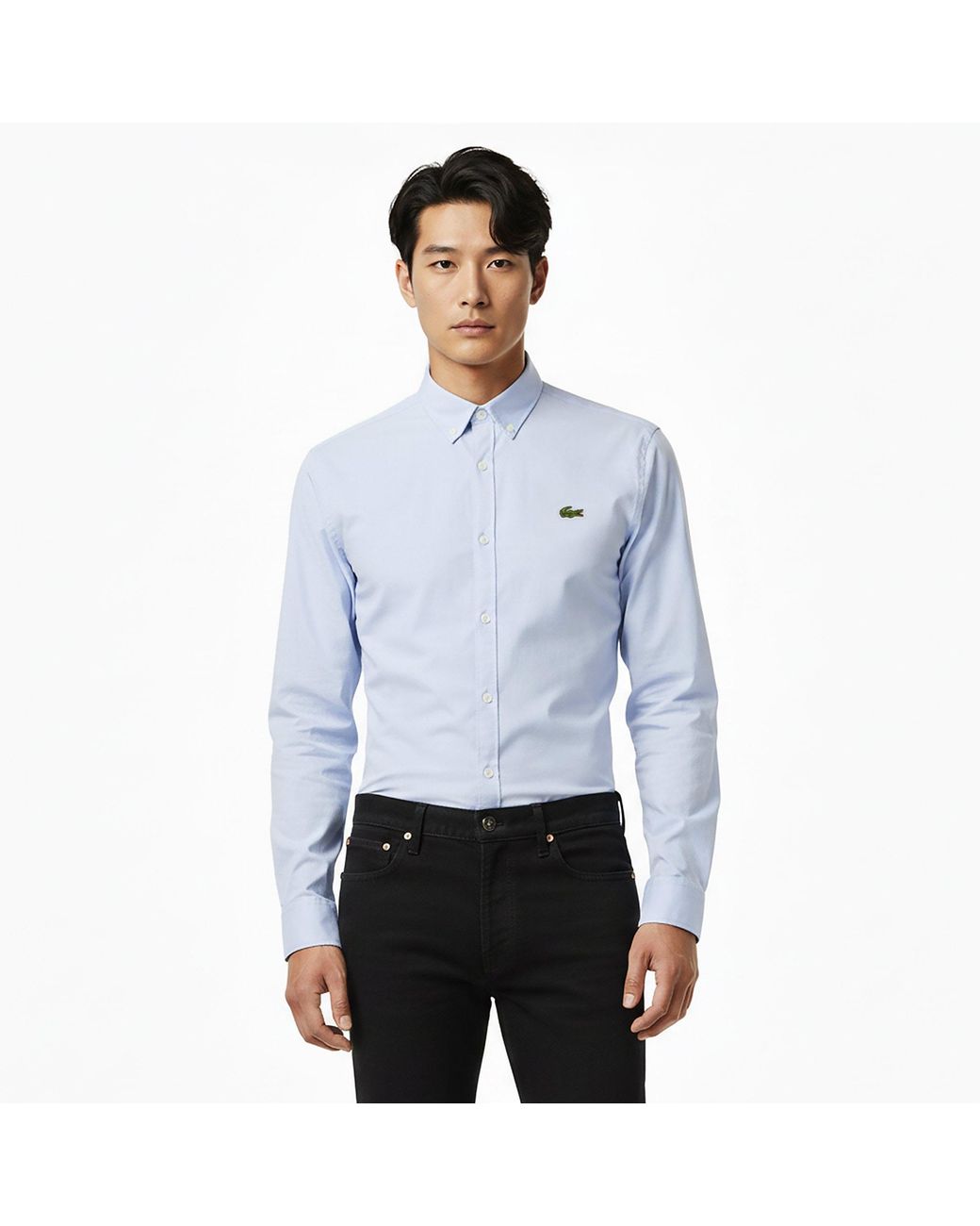 Lacoste Blue Long-Sleeve Oxford Shirt for men