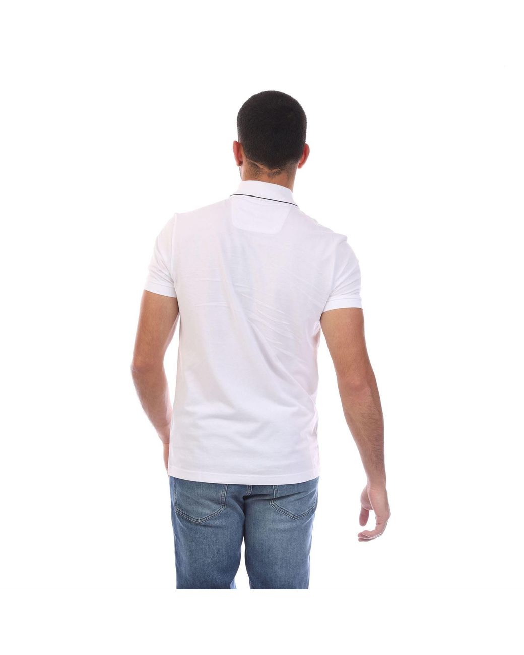 Boss White Paule 4 Slim Fit Polo Shirt With Tonal Logo for men
