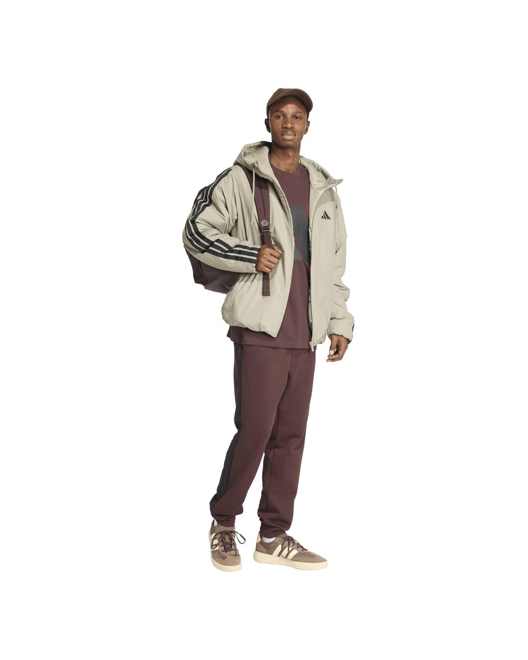 Adidas Green Essentials 3-Stripes Insulated Hooded Puffer Jacket for men