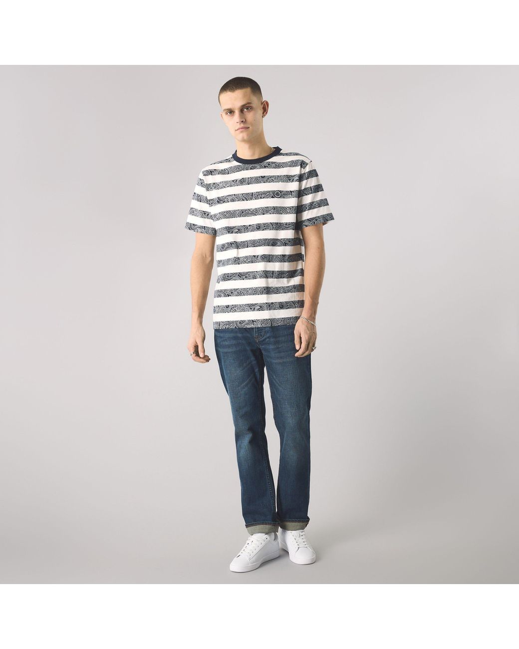 Pretty Green Blue Eclipse Stripe Regular Fit T-Shirt for men