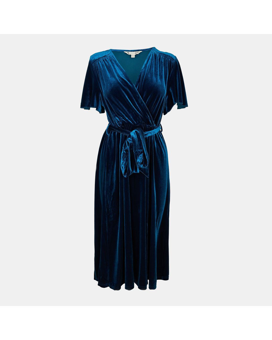 Yumi' Blue Wrap Over Midi Dress