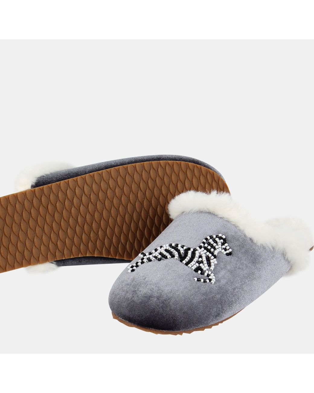 Biba Blue Embroidered Mule Slippers