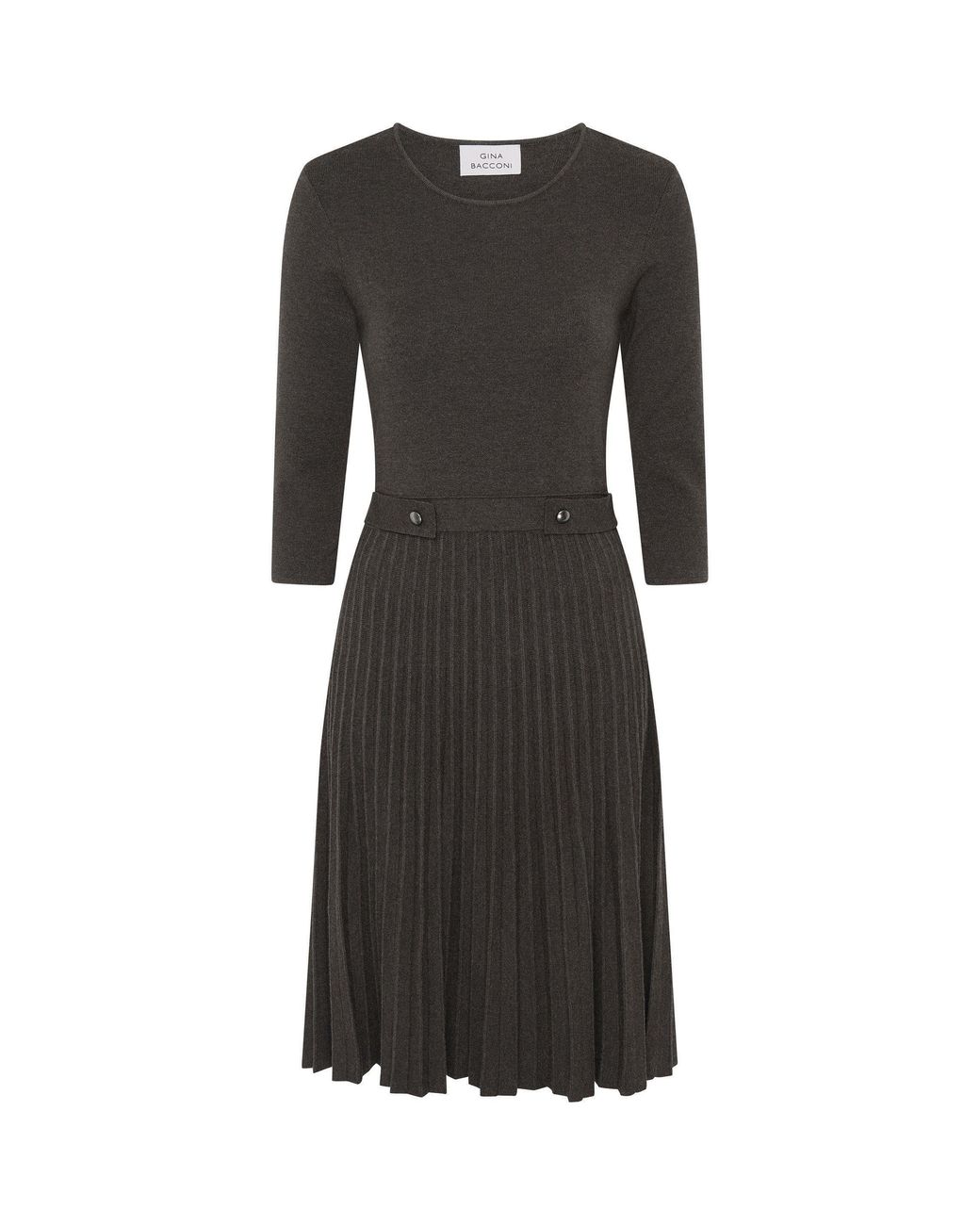 Gina Bacconi Black Annabella Pleated Midi Dress