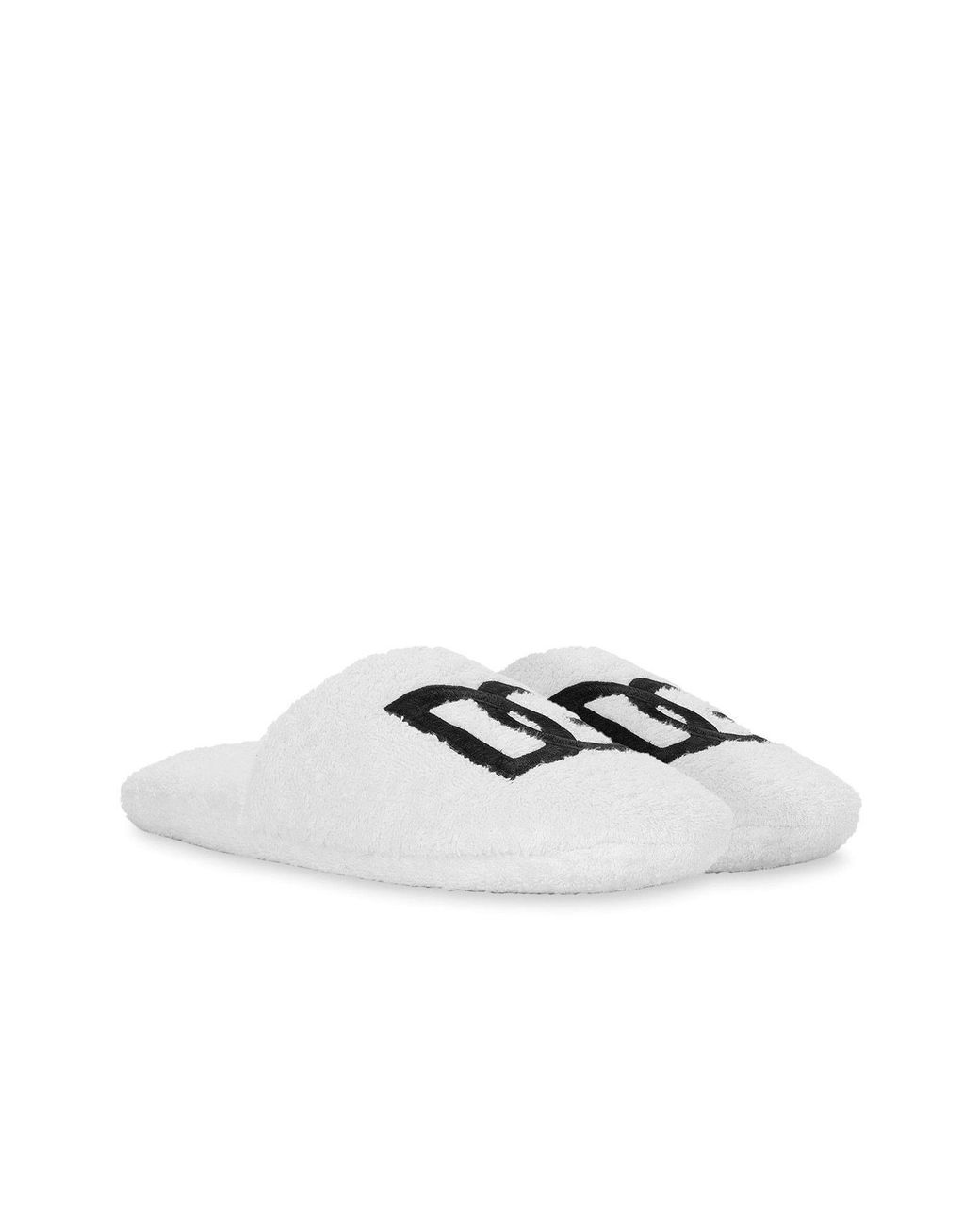Dolce & Gabbana White Dolce&Gabbana Embroidered Terry Cotton Slippers