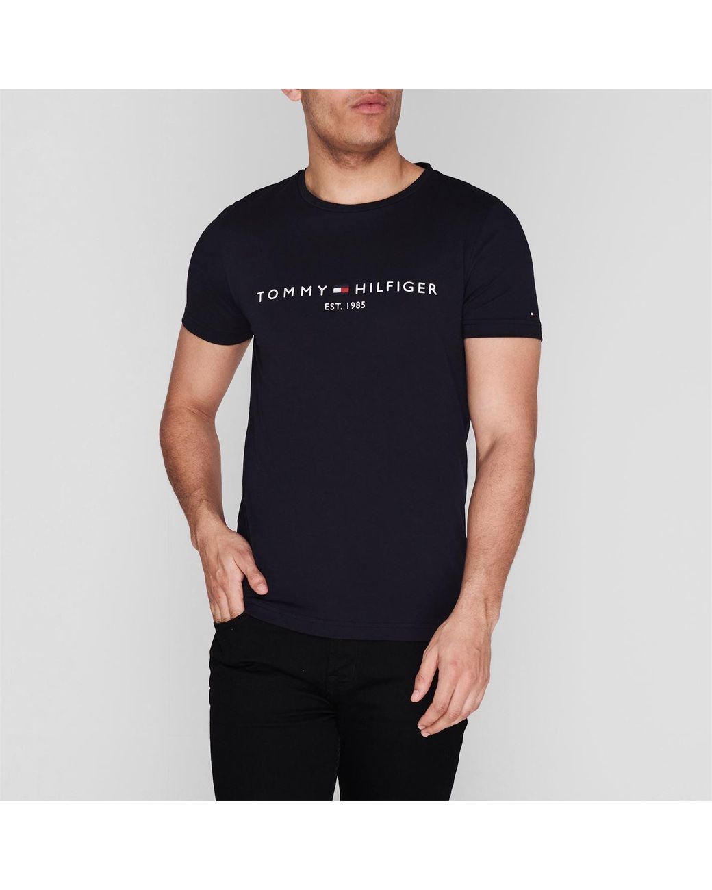 Tommy Hilfiger Blue Logo Crew Neck T Shirt for men