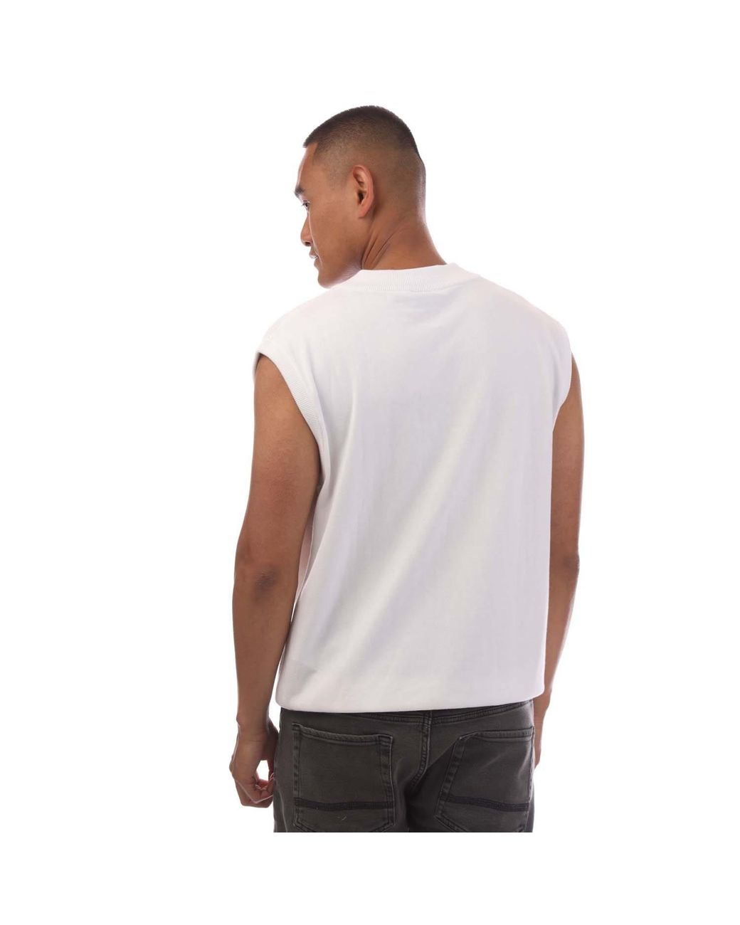 Boss White Vollino Cotton V-Neck Sweater Vest for men