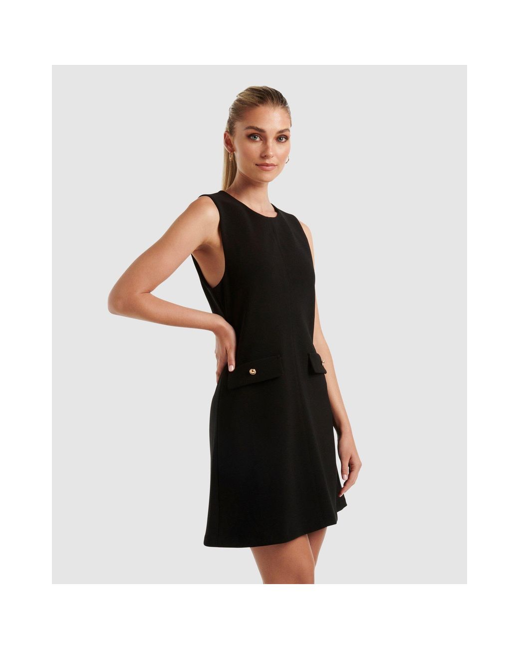 Forever New Black Workwear Mini Tea Dress