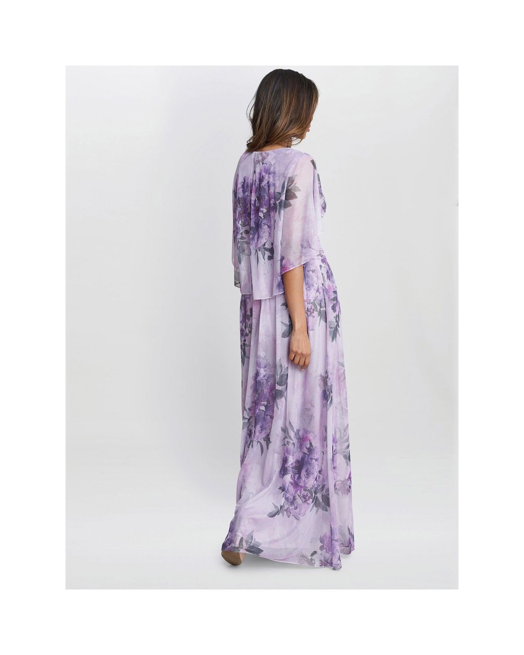 Gina Bacconi Purple Caroline Maxi Dress With Overlay Sleeves