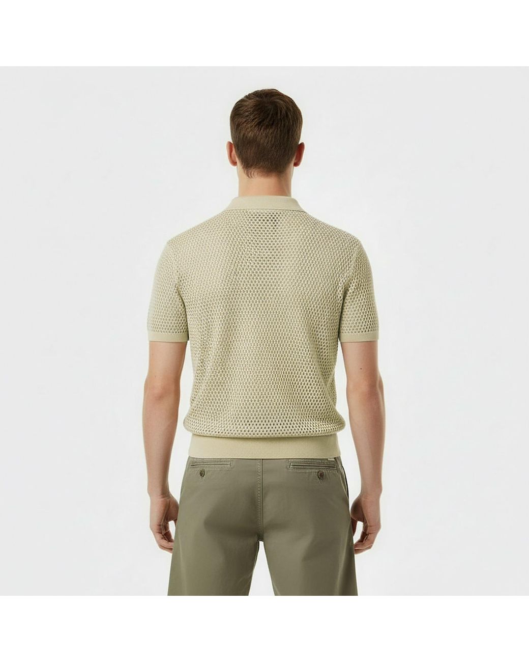 Jack Wills Natural Open Knit Short-Sleeve Polo Shirt for men