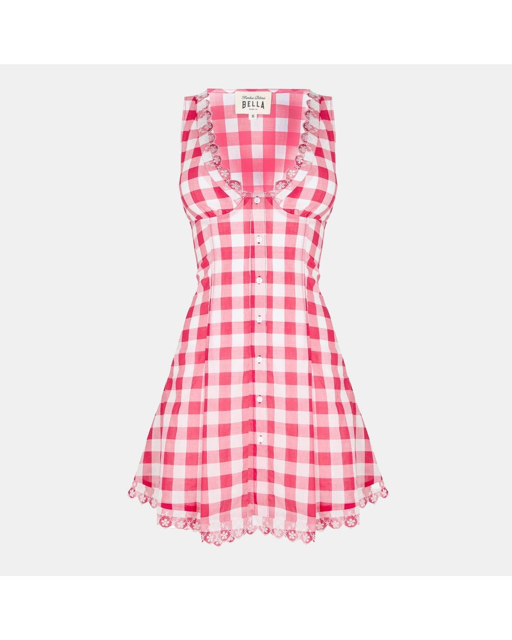 Frankie's Bikinis Pink X Bella Hadid Farm Gingham Mini Dress