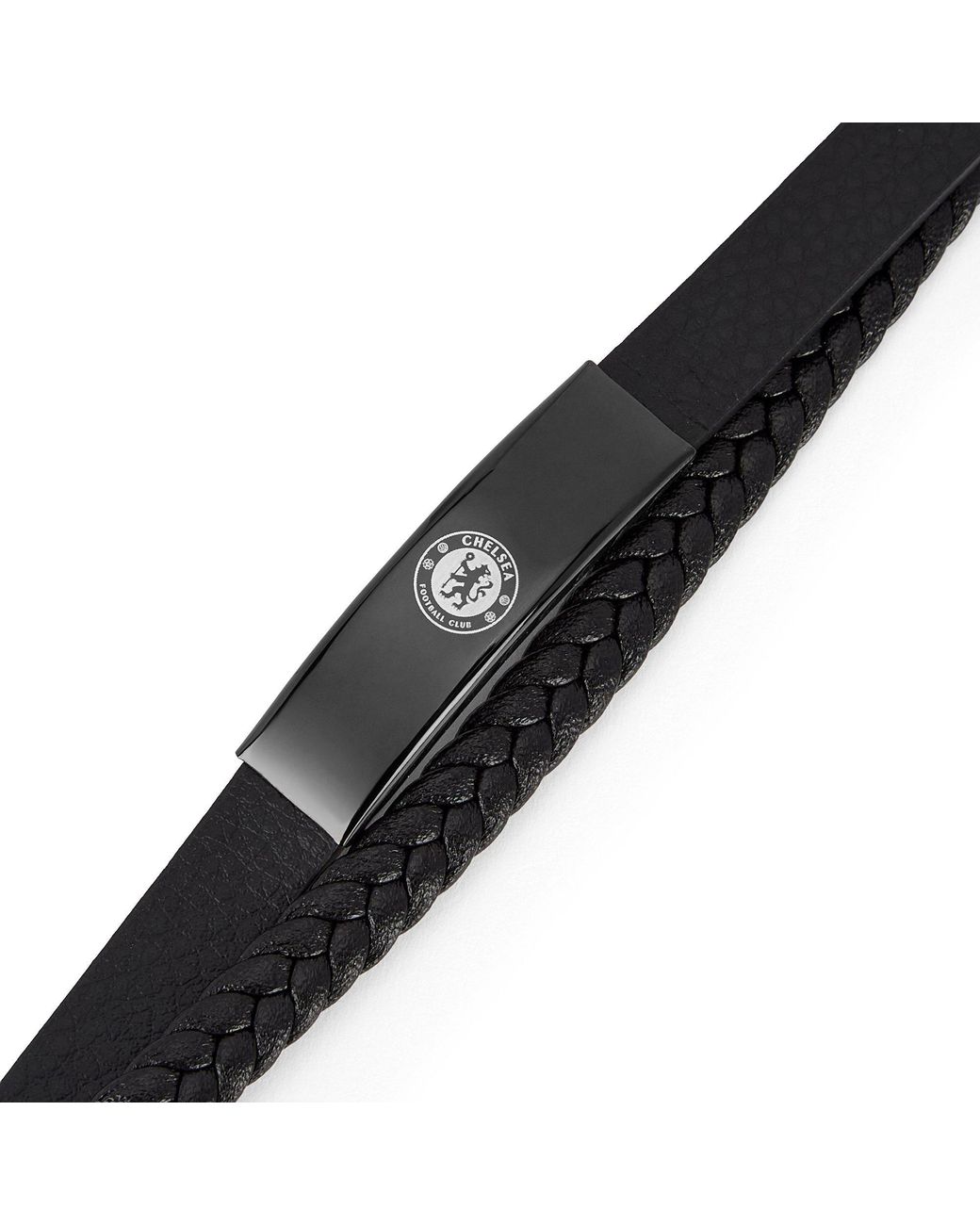 Team Black Officially Licensed Stainless Steel And Leather Ip Bracelet