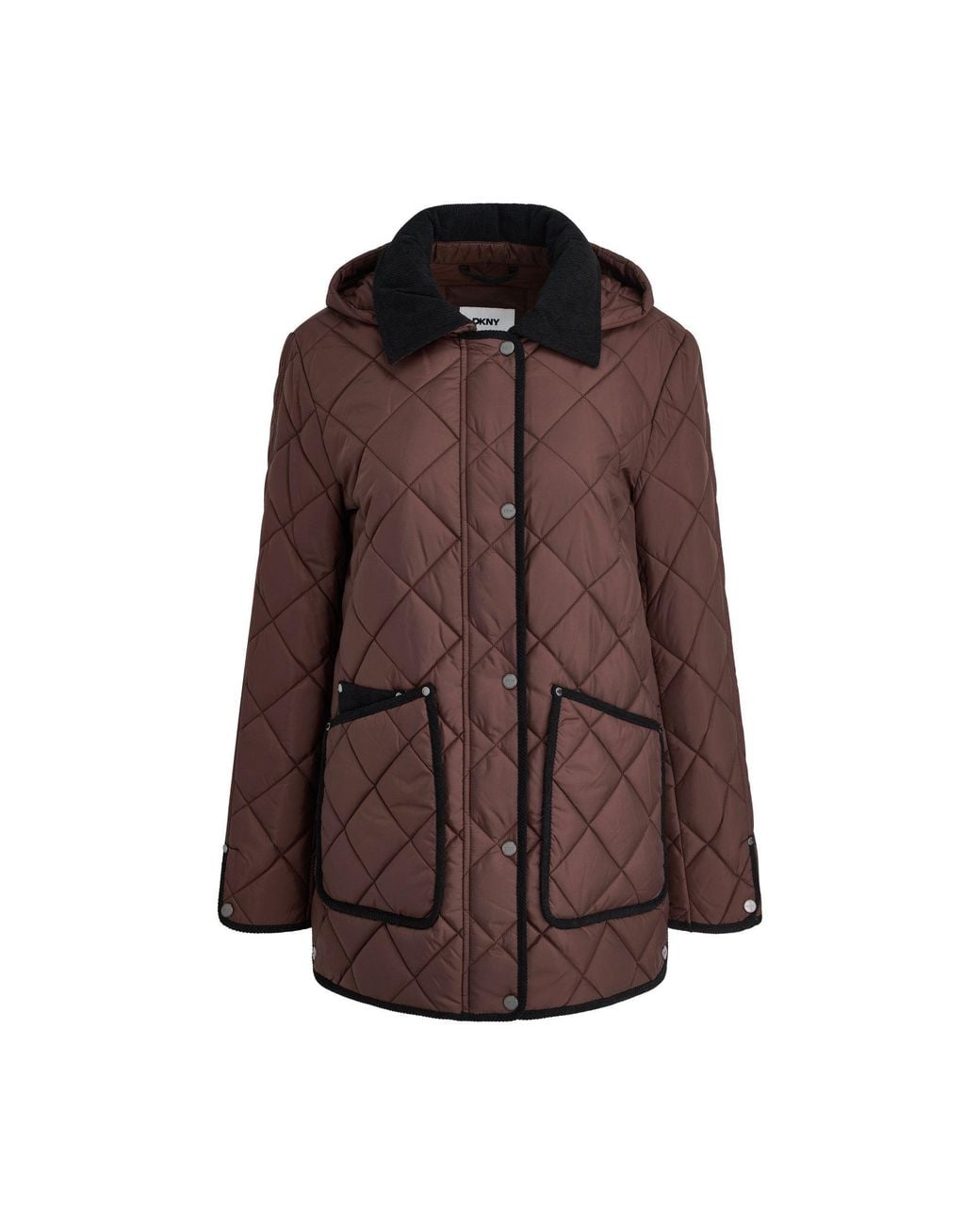 DKNY Brown Mid Outerwear Quilted Jacket