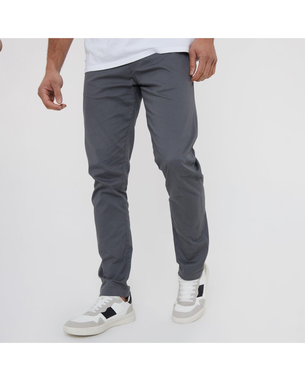 Threadbare Blue Cotton Slim Fit Chino Trousers With Stretch for men