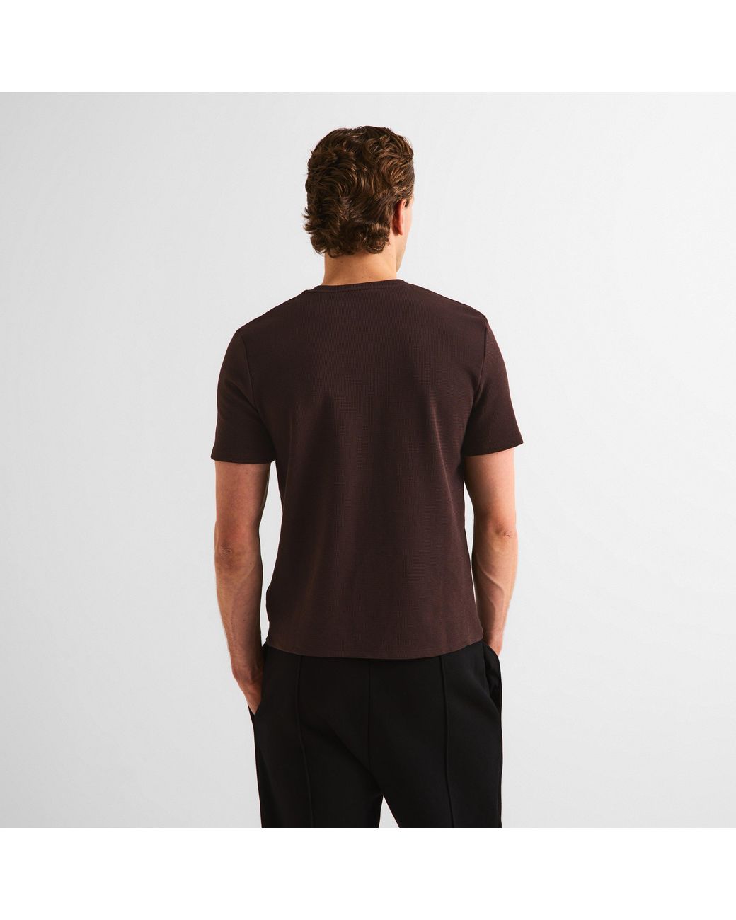 Boss Brown Bodywear Waffle T-Shirt With Structured Design for men