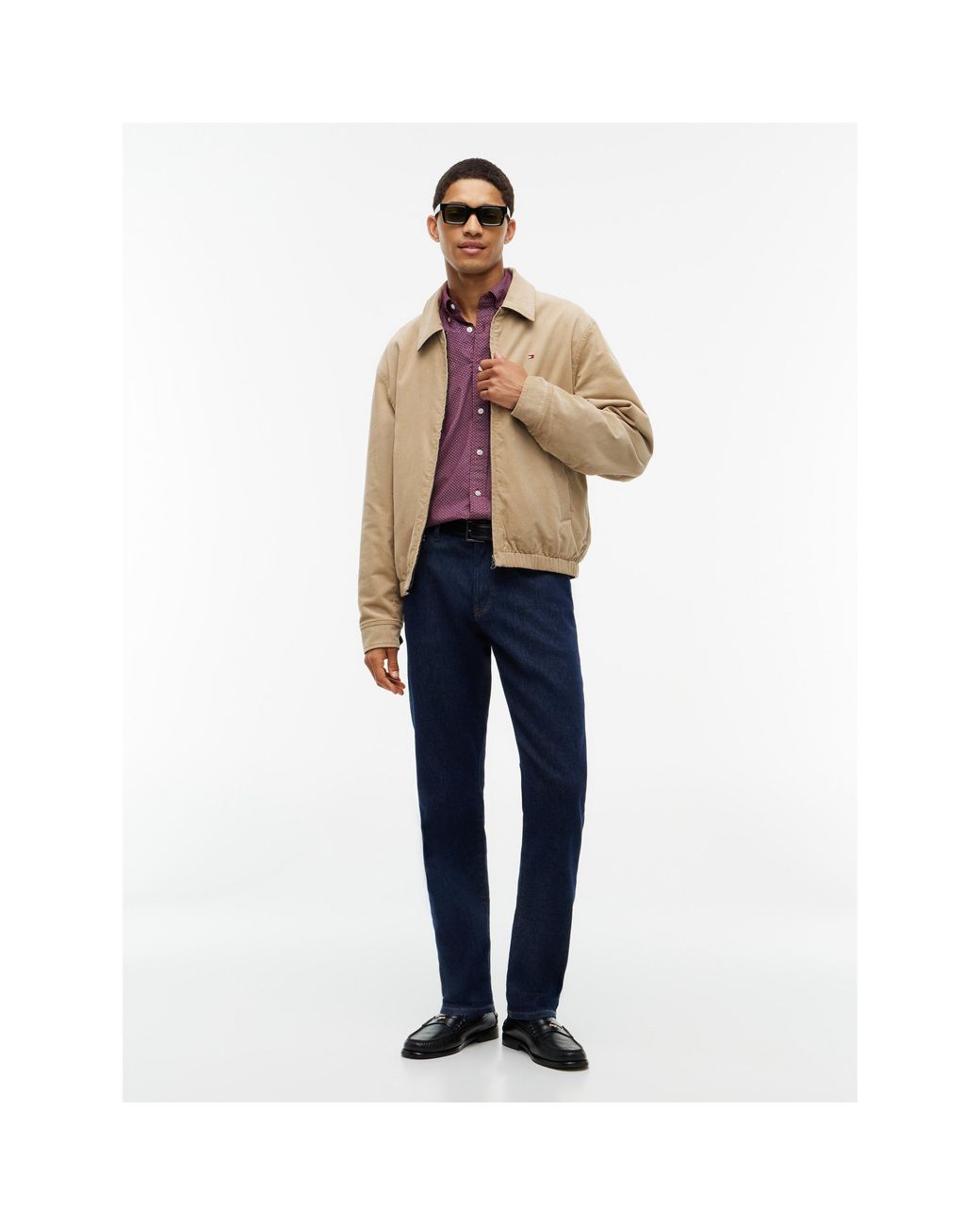 Tommy Hilfiger Purple Cotton Long-Sleeve Geometric Print Shirt for men