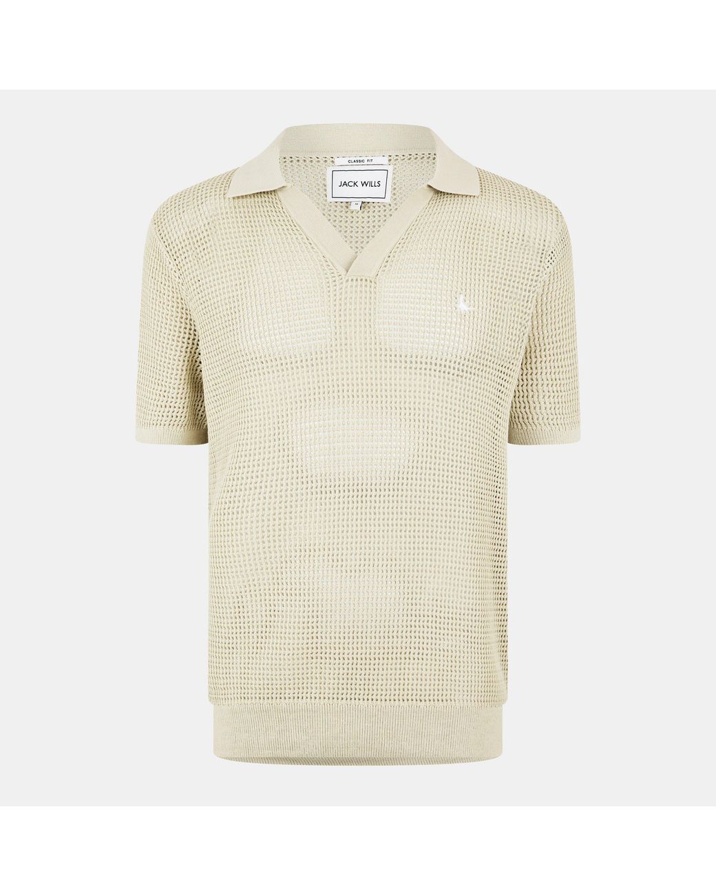 Jack Wills Natural Open Knit Short-Sleeve Polo Shirt for men
