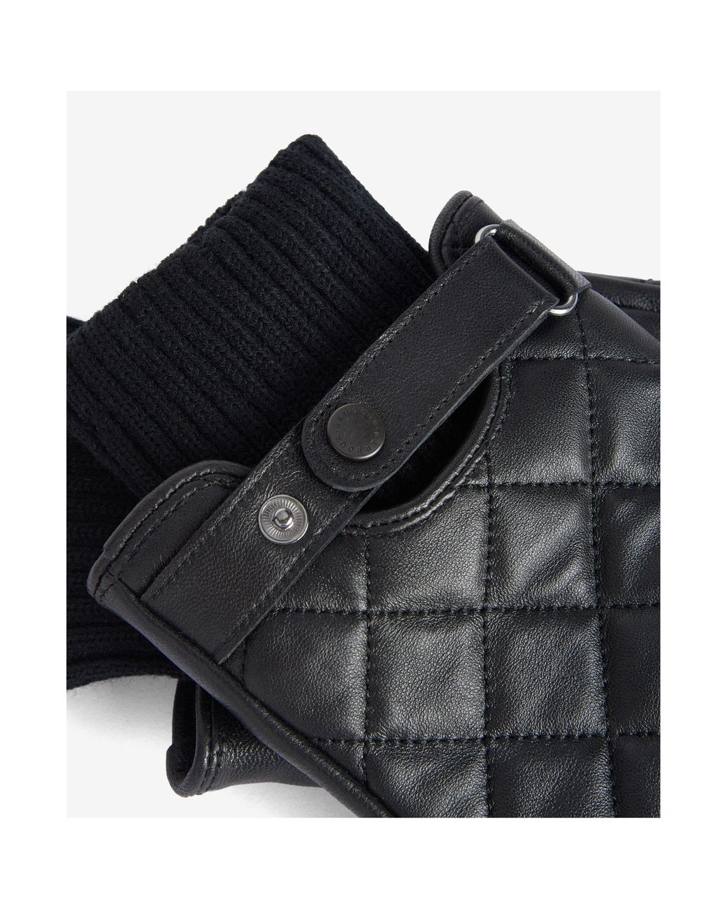 Barbour Gray Quilted Leather Gloves for men