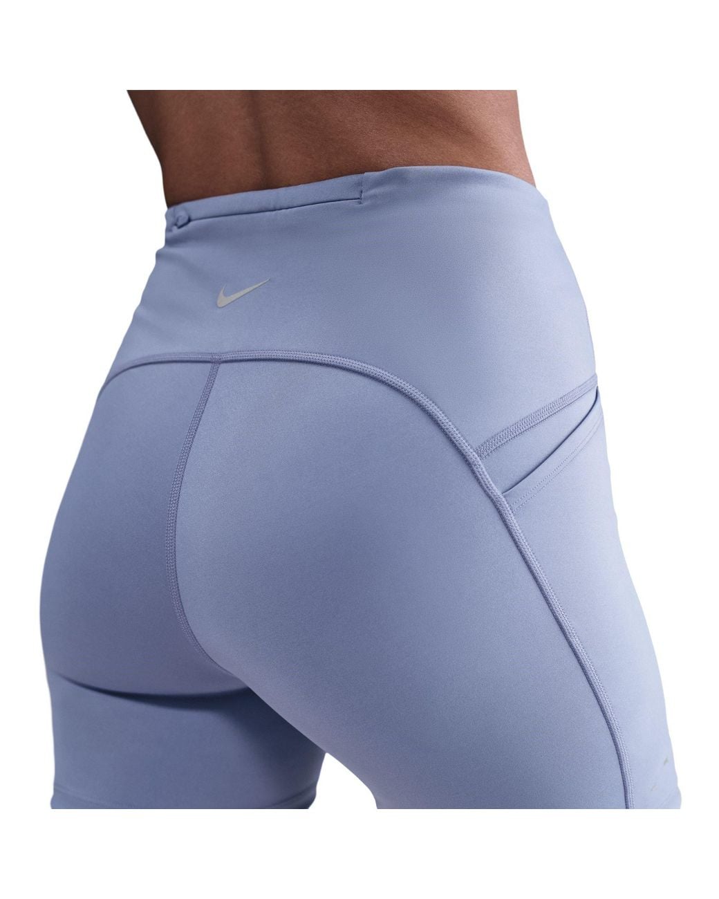 Nike Blue Swift High-Waisted Tight Running Shorts With Pockets